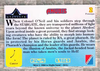 1994 Collect-A-Card Stargate #2 Anubis Back