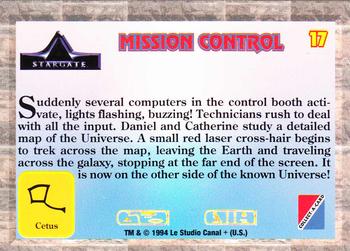 1994 Collect-A-Card Stargate #17 Mission Control Back