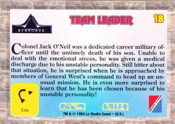 1994 Collect-A-Card Stargate #18 Team Leader Back