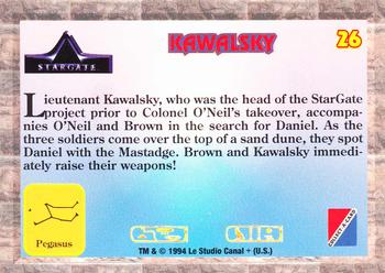 1994 Collect-A-Card Stargate #26 Kawalsky Back
