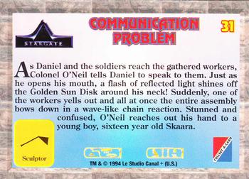 1994 Collect-A-Card Stargate #31 Communication Problem Back