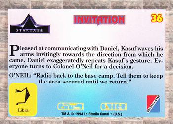 1994 Collect-A-Card Stargate #36 Invitation Back