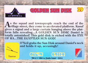1994 Collect-A-Card Stargate #39 Golden Sun Disk Back