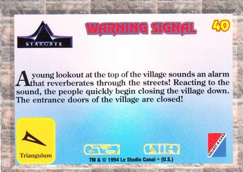 1994 Collect-A-Card Stargate #40 Warning Signal Back