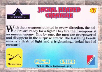 1994 Collect-A-Card Stargate #47 Jackal Headed Creature Back