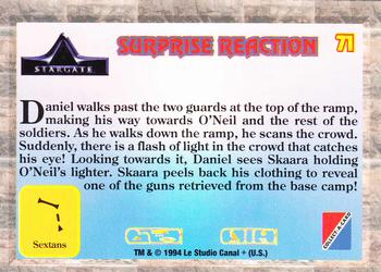 1994 Collect-A-Card Stargate #71 Surprise Reaction Back