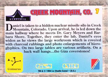 1994 Collect-A-Card Stargate #7 Creek Mountain, Co. Back