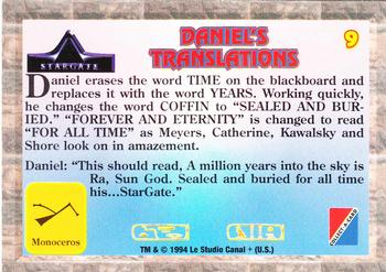 1994 Collect-A-Card Stargate #9 Daniel's Translations Back