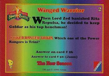 1995 Collect-A-Card Power Rangers The New Season Wal-Mart #2 Winged Warrior Back