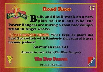 1995 Collect-A-Card Power Rangers The New Season Wal-Mart #17 Road Race Back