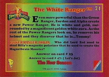 1995 Collect-A-Card Power Rangers The New Season Wal-Mart #71 The White Ranger Back