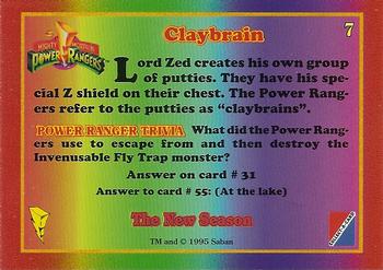 1995 Collect-A-Card Power Rangers The New Season Wal-Mart #7 Claybrain Back