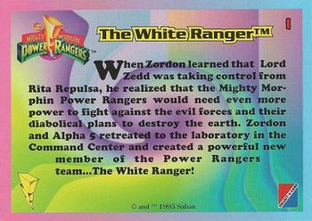 1995 Collect-A-Card Power Rangers Kmart #1 The White Ranger Back