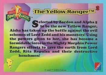 1995 Collect-A-Card Power Rangers Kmart #3 The Yellow Ranger Back