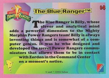 1995 Collect-A-Card Power Rangers Kmart #14 The Blue Ranger Back