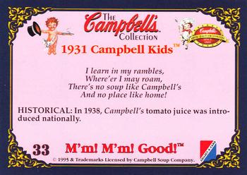 1995 Collect-A-Card Campbell’s Soup Collection #33 1931 Campbell Kids Back