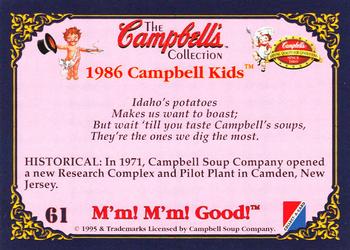 1995 Collect-A-Card Campbell’s Soup Collection #61 1986 Campbell Kids Back