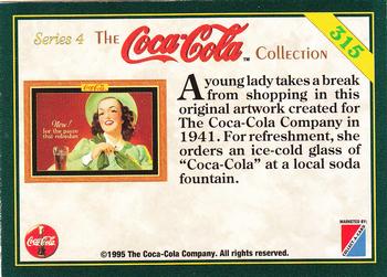 1995 Collect-A-Card Coca-Cola Collection Series 4 #315 Break from shopping, 1941 Back