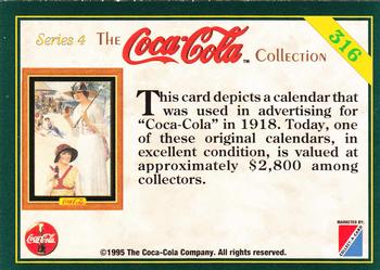 1995 Collect-A-Card Coca-Cola Collection Series 4 #316 Calendar art, 1918 Back