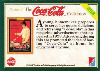 1995 Collect-A-Card Coca-Cola Collection Series 4 #398 Young homemaker, 1923 Back