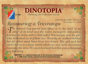 1995 Collect-A-Card Dinotopia #9 Reassuring a Triceratops Back