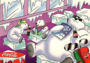 1996 Coca-Cola Polar Bears South Pole Vacation Die-Cut Card SP-5 Throwing Error 