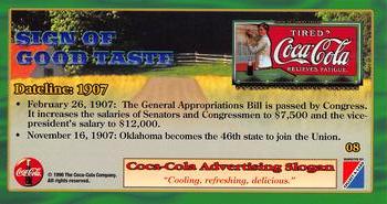 1996 Collect-A-Card Coca-Cola Sign of Good Taste #8 Dateline: 1907 [Tired?] Back