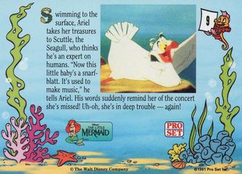 1991 Pro Set The Little Mermaid #9 Swimming to the surface, Ariel takes her tre Back