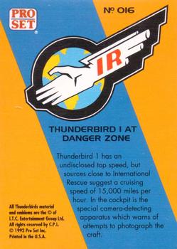 1992 Pro Set Thunderbirds Are Go #16 Thunderbird 1 at Danger Zone Back