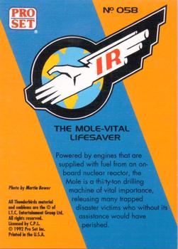 1992 Pro Set Thunderbirds Are Go #58 The Mole-vital Lifesaver Back