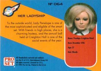 1992 Pro Set Thunderbirds Are Go #64 Lady Penelope Back