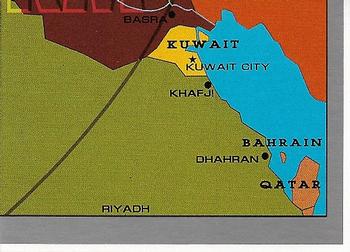 1991 Dart Gulf War Facts #3 Map / The Middle East Divided Front