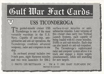 1991 Dart Gulf War Facts #22 USS Ticonderoga Back