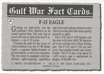 1991 Dart Gulf War Facts #45 F-15 Eagle Back