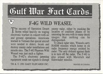 1991 Dart Gulf War Facts #56 F-4G Wild Weasel Back