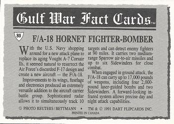 1991 Dart Gulf War Facts #80 F/A-18 Hornet Fighter-Bomber Back