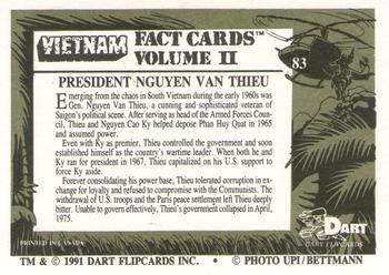 1991 Dart Vietnam Facts Volume II #83 President Nguyen Van Thieu Back