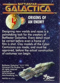 1996 Dart Battlestar Galactica #4 Origins of an Enemy Back
