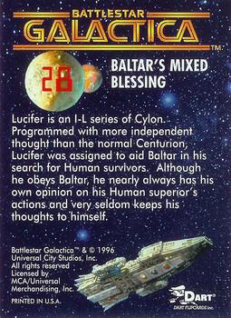 1996 Dart Battlestar Galactica #28 Baltar's Mixed Blessing Back
