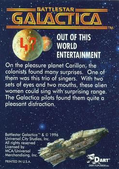 1996 Dart Battlestar Galactica #47 Out of This World Entertainment Back