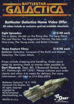 1996 Dart Battlestar Galactica #72 Battlestar Galactica Home Video Offer / Checklist Front