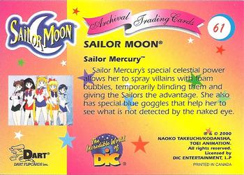 2000 Dart Sailor Moon Archival #61 Sailor Mercury Back