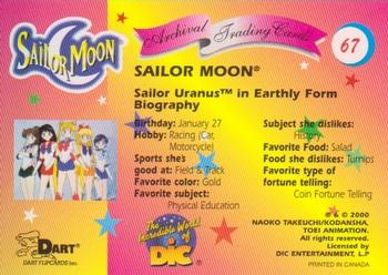 2000 Dart Sailor Moon Archival #67 Sailor Uranus in Earthly Form Back