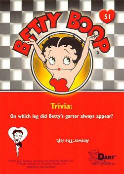2001 Dart Betty Boop #51 On which leg did Betty's garter always appear? Back