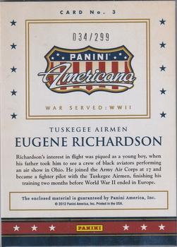 2012 Panini Americana Heroes & Legends - US Military Elite Materials #3 Eugene Richardson Back