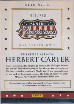 2012 Panini Americana Heroes & Legends - US Military Elite Materials #5 Herbert Carter Back