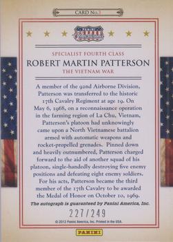 2012 Panini Americana Heroes & Legends - Medal of Honor Signatures #3 Robert Martin Patterson Back