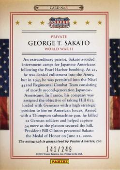 2012 Panini Americana Heroes & Legends - Medal of Honor Signatures #5 George T. Sakato Back