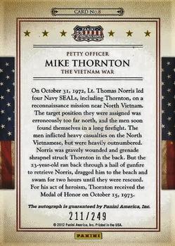 2012 Panini Americana Heroes & Legends - Medal of Honor Signatures #8 Mike Thornton Back