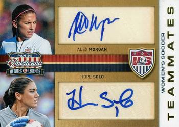 2012 Panini Americana Heroes & Legends - US Women's Soccer Teammates Signatures #1 Alex Morgan / Hope Solo Front